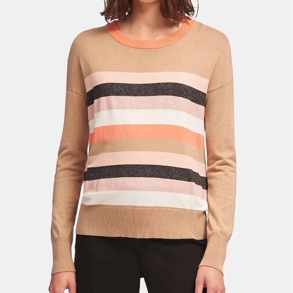 A66 Colorblocked Striped Crew Neck Sweater Size L